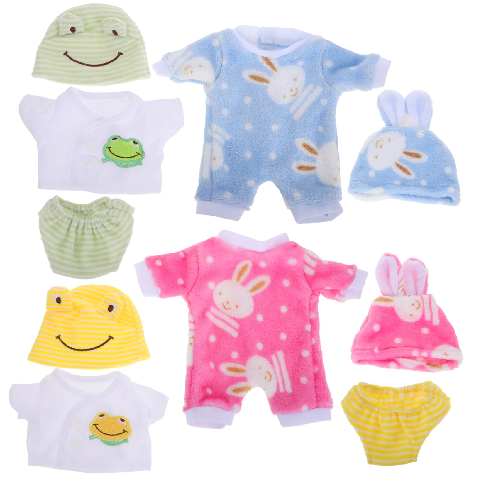 Toddmomy 4 Sets 12inch Baby Doll Clothes Soft Bunny Jumpsuit Reborn Baby Dolls Outfits for Girls Dress up Realistic Animal Pajamas