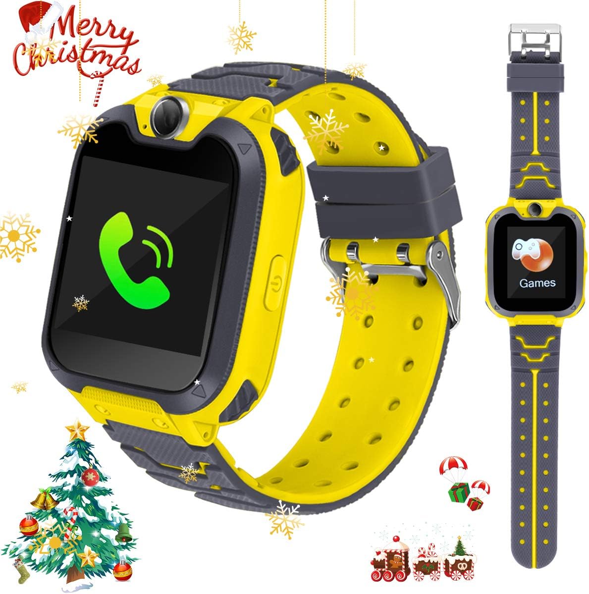 Kid Smart Watches Phone Game Watch for Boys Girls Touch Screen with Phone Call Voice Chat Camera Album Clock Calculator Music Game Gifts to Children's Growth (Blue)