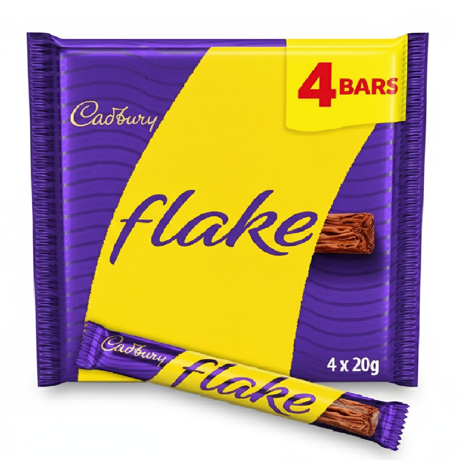 Cadbury Flake Chocolate Bars, Pack of 4 Bars, 102g