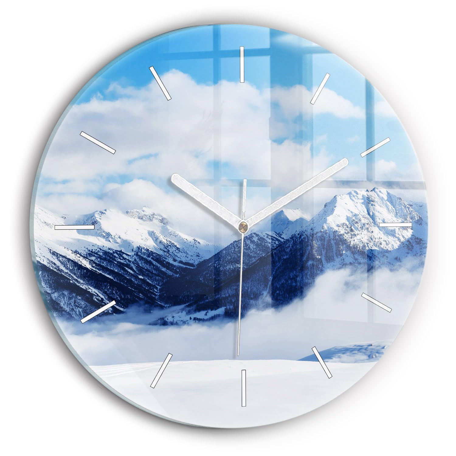 Horloge en verre mécanique silencieuse Wallfluent 30 cm pour un intérieur calme et élégant