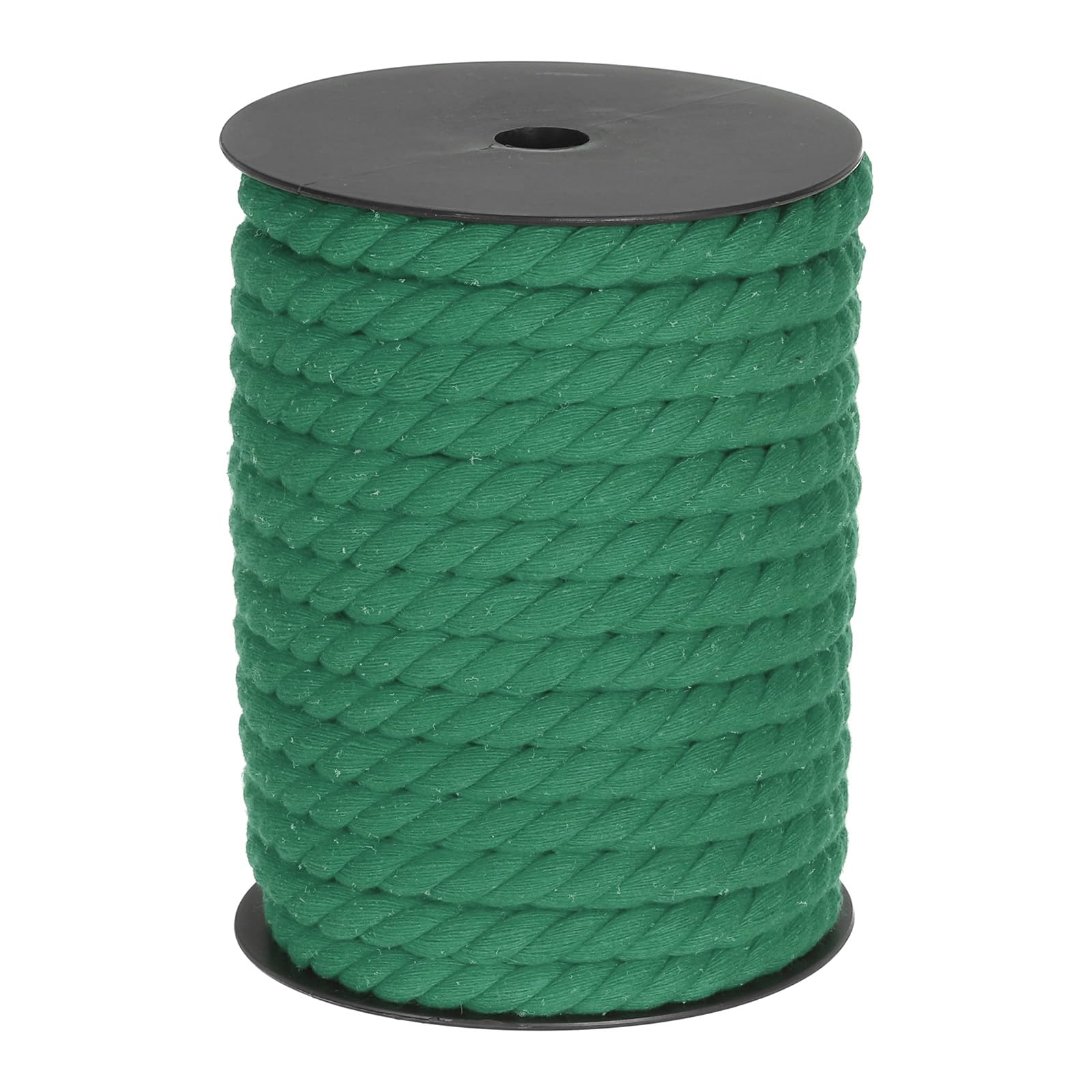 MECCANIXITY Cotton Rope 3 Strand Twisted Braided Rope Cord, Grass Green 10mm x 75ft Craft Rope Cord Cotton for Wall Hanging, Plant Hanger, Knitting, Macrame Knotting