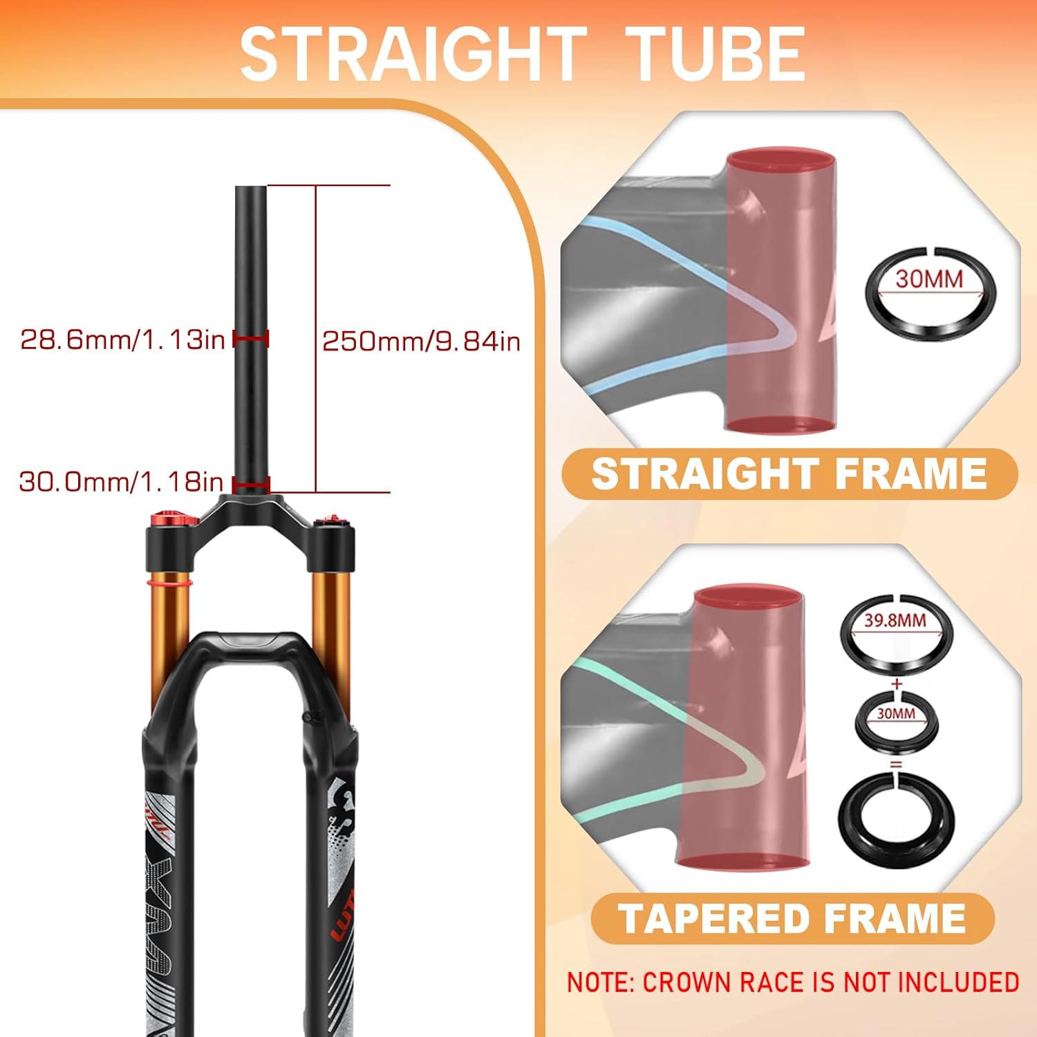BUCKLOS LUTU 26/27.5/29 Air MTB Suspension Fork, Rebound Adjust Straight Tube 28.6mm QR 9mm Travel 120mm Manual/Crown Lockout Mountain Bike Forks, Ultralight Gas Shock XC Bicycle