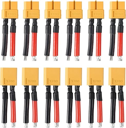6 pares de conectores XT60 12AWG de alambre de silicona hembra y macho de 2.165 in, cable de extensión XT60, conector compatible con autos a control