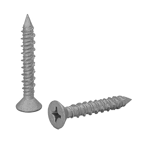 Miniatura 4 de CONFAST Tornillos para hormigón de 316" x 2-34" de acero inoxidable 410 Phillips avellanados planos con broca de hormigón para anclar a mampostería,