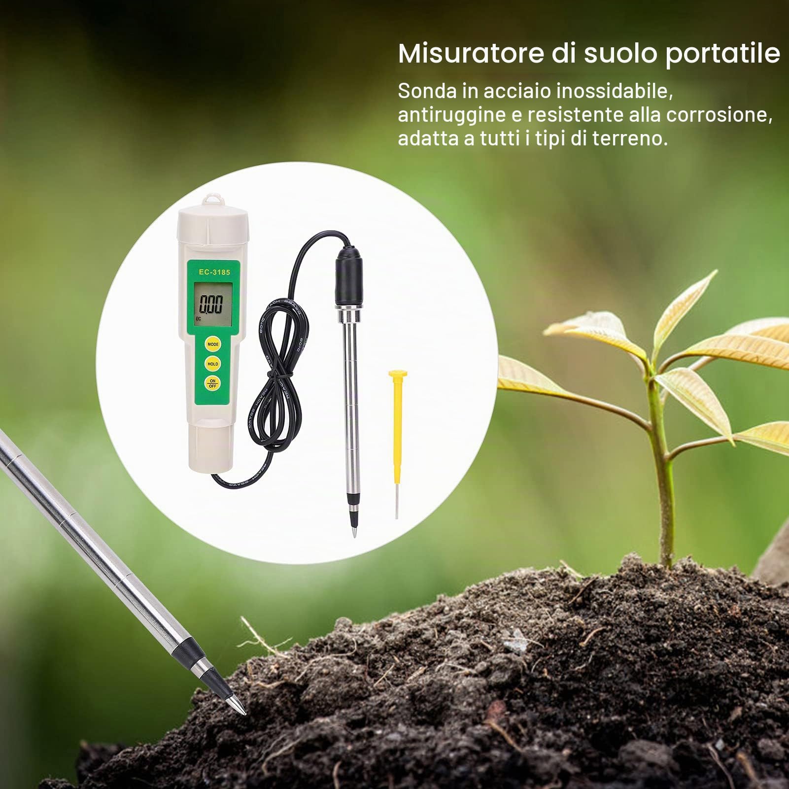 EC CF TDS 3-in-1 Tester del Suolo EC-3185 Analizzatore del Suolo Strumento per la Cura delle Piante per Giardino Orticoltura Agricoltura
