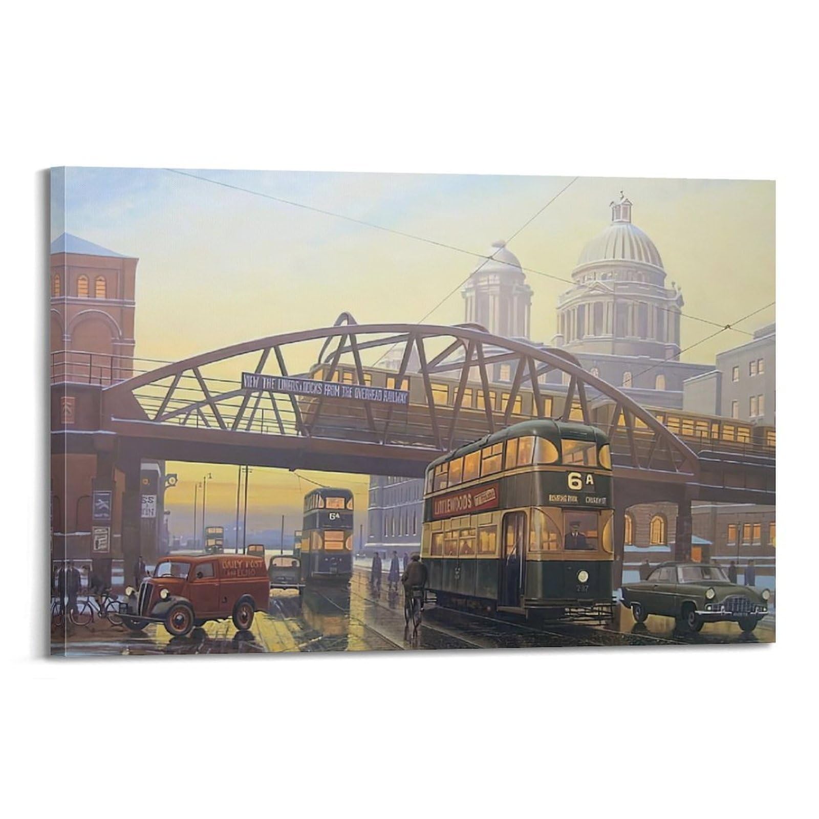 HUIYHB Vintage Steam Train Poster Crowd Poster Decorative Painting Canvas Wall Posters And Art Picture Print Modern Family Bedroom Decor Posters 24x36inch(60x90cm)
