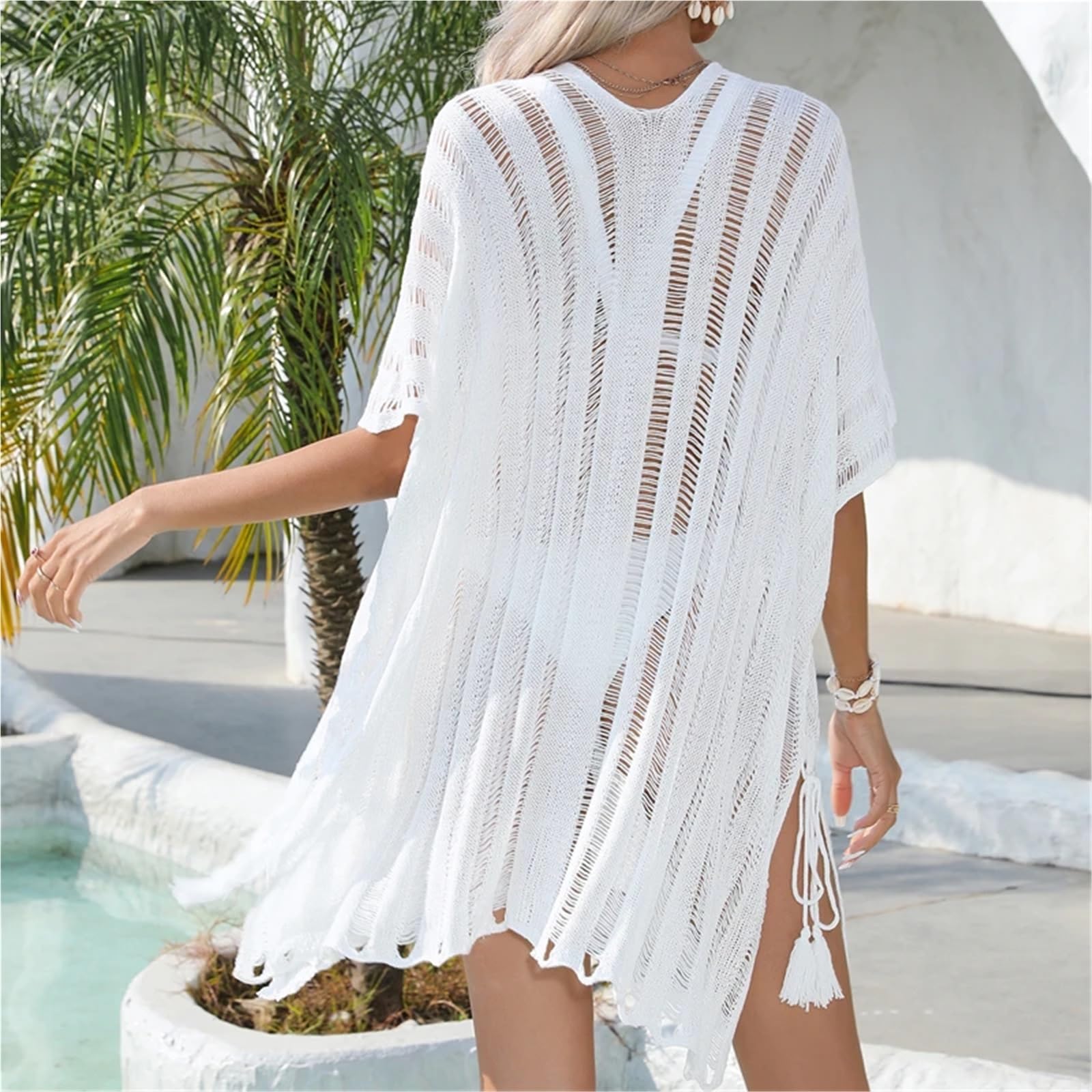 Copricostume da Bagno Donna in Maglia Traforata Estiva, Costume Casual Spiaggia