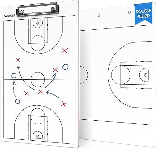 Scribbledo Portapapeles de baloncesto de borrado en seco para entrenadores, pizarra blanca de 15 x 9 pulgadas, equipo de tabla de entrenamiento de