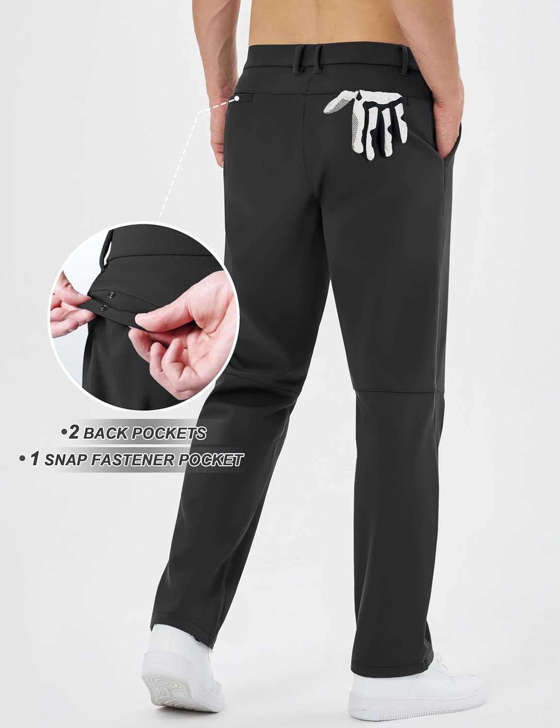 TACVASEN Winter Golf Pants for Men Fleece Lined Work Business Casual Dress Slacks Water Resistant Stretch Warm Trousers - Image 2