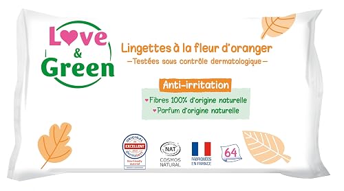 Love & Green Lingettes à la Fleur d'Oranger Saines et