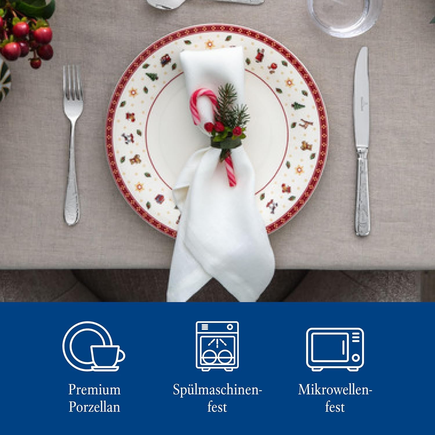 Villeroy & Boch – Toy's Delight Plato llano, vajilla navideña premium, motivo juguetón, ideal para combinar y regalar, apto para lavavajillas (Paquete de 2)