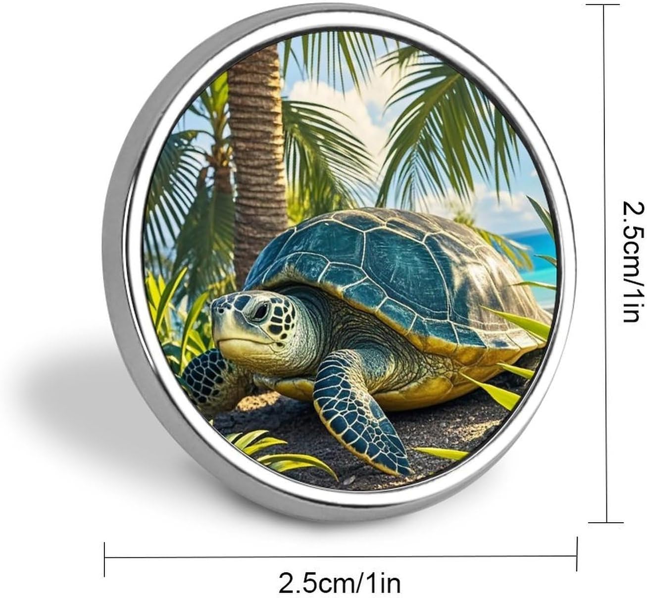 Big Turtle And Palm Trees Fashion Brooches for Women Men, Lapel Pins image 2