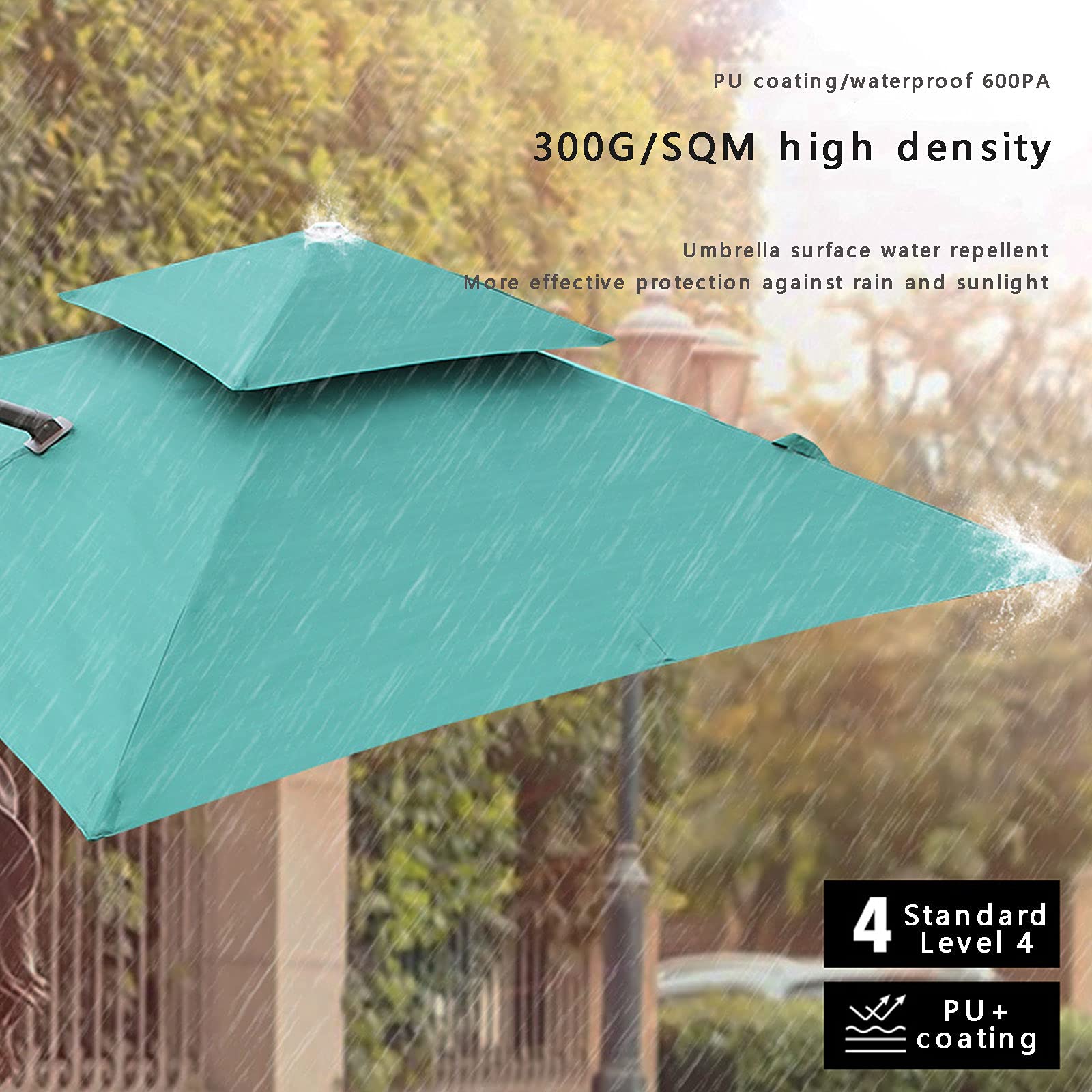 Parasol Excentrico, Sombrilla Patio para Exteriores, Parasol Resistente al Viento con Base de Inyección de Agua, 8 Varillas Resistentes para de Terraza de Jardín, Piscina, Patio,Marrón,3x3m