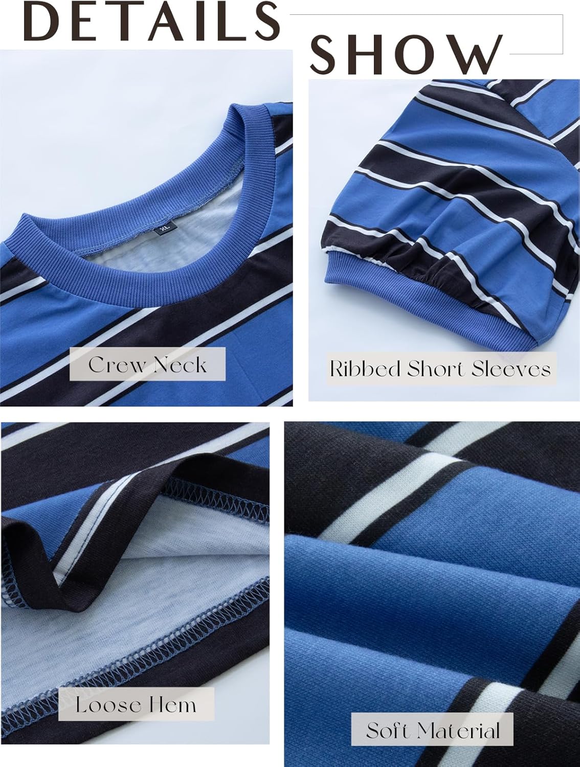 Womens Summer Tops Striped Color Block Short Sleeve T-Shirts Color Block Crewneck Casual Loose Basic Tee Blouses - Image 6