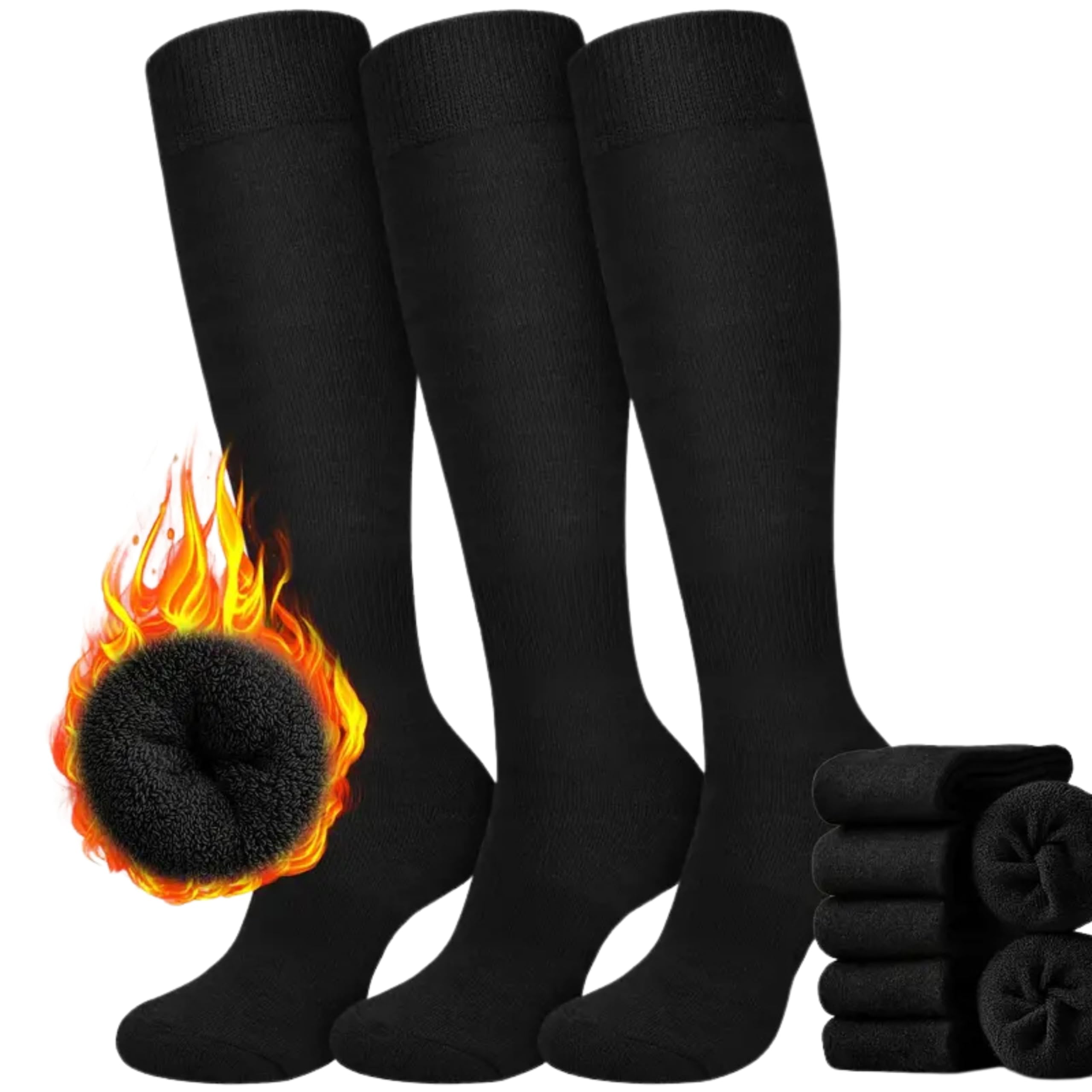 Generisch Kniestrümpfe Thermostrümpfe Thermo Damen Herren (4x Paar) Thermosocken Wintersocken Wollsocken Winter Ski Vollfrottee Innenfrottee