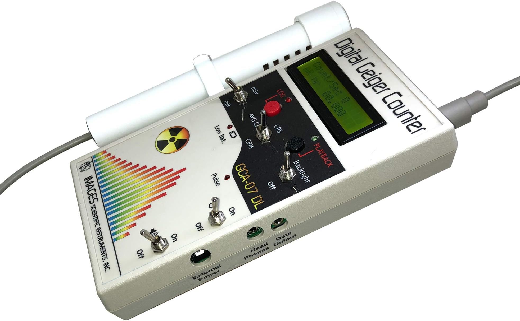 GCA-07W-DL Professional Digital Geiger Counter - Radiation Monitor with Data Logger and External Wand - ANSI N323A Certification Ready- 0.001 mR/hr Resolution - 1000 mR/hr Range