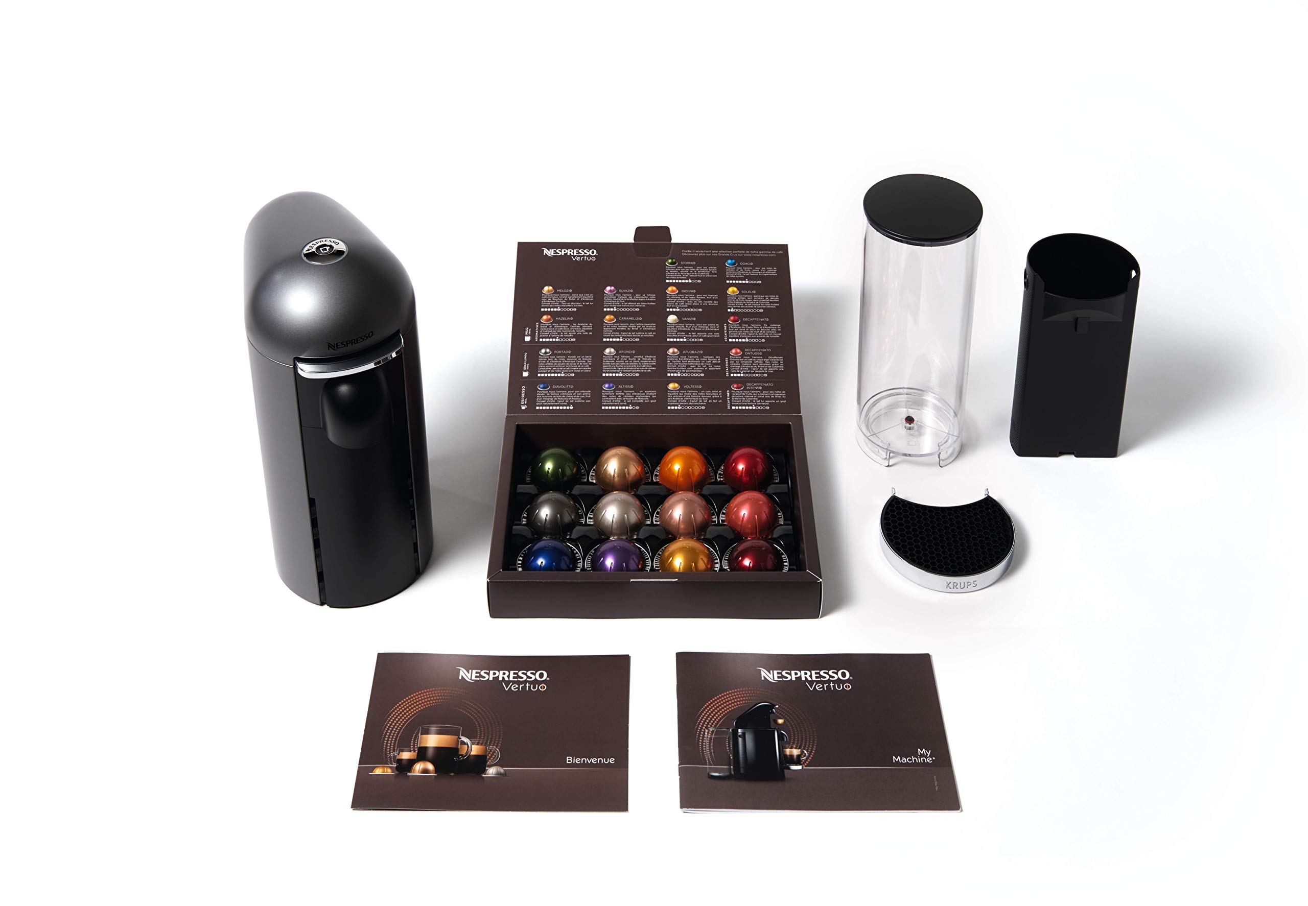 Krups Nespresso Vertuo Plus Machine à café Capacité du réservoir : 1,7 l Titanium/acier inoxydable.