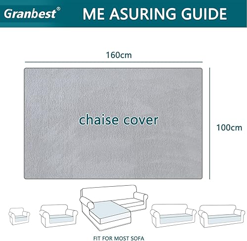 Miniatura 3 de Granbest Funda de sofá gruesa súper suave en forma de L, antideslizante, funda de sofá esquinero grande para mascotas (diván, beige)