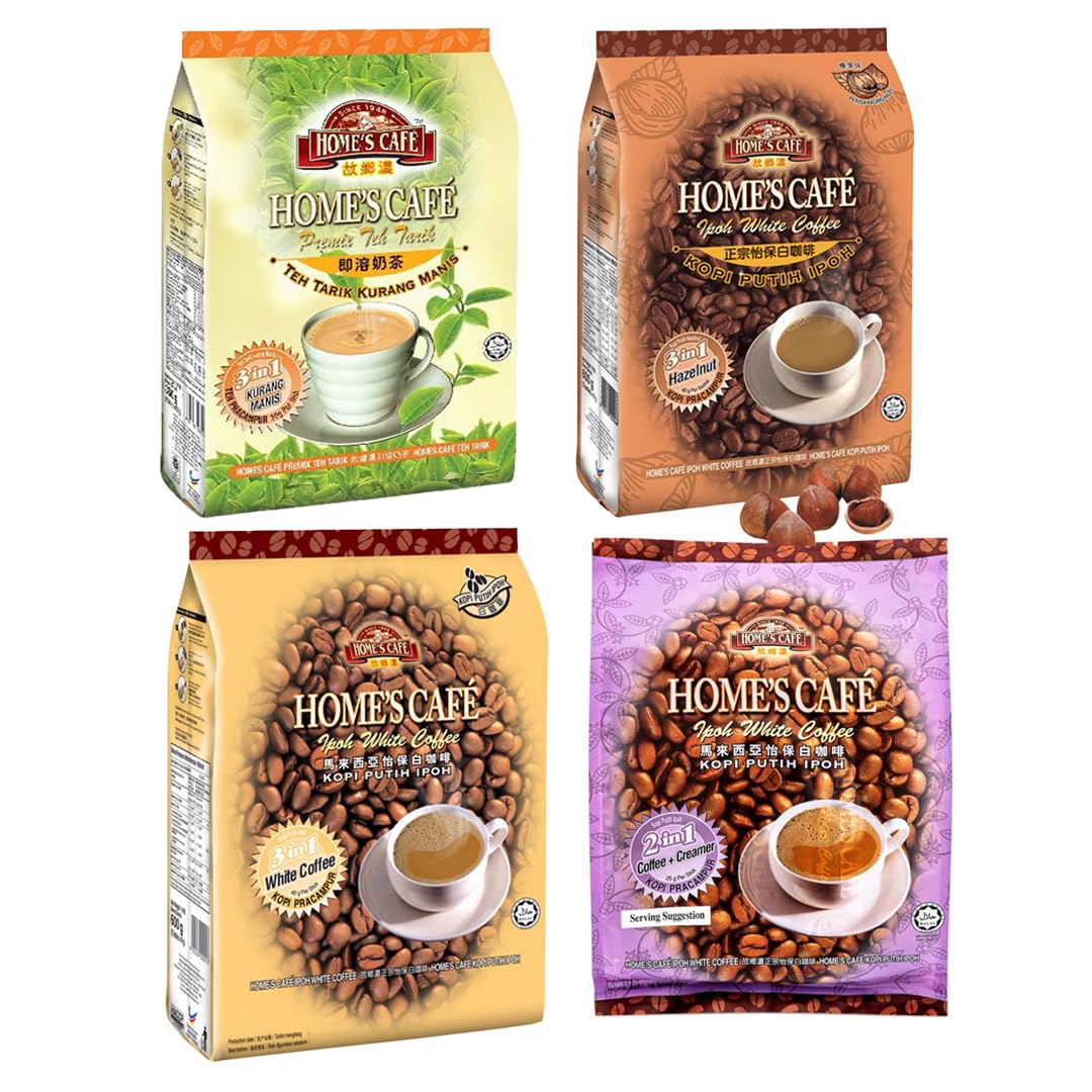 Home's Cafe Malaysian Coffee & Milk Tea Sachets Instant Drinks - 4 Assorted Flavour (Pack of 4) HALAL