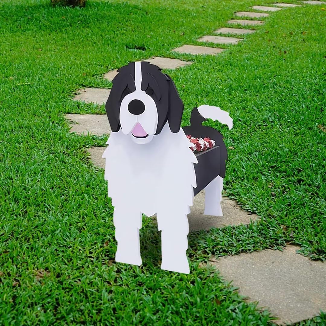 ARRITS Creative Small Dog Planter Pot, Cute Newfoundland Dog Flower Planter, Outdoor Indoor Cartoon Dog Planters for Garden, Planter for Flower Cactus Air Plants Home Office Decoration