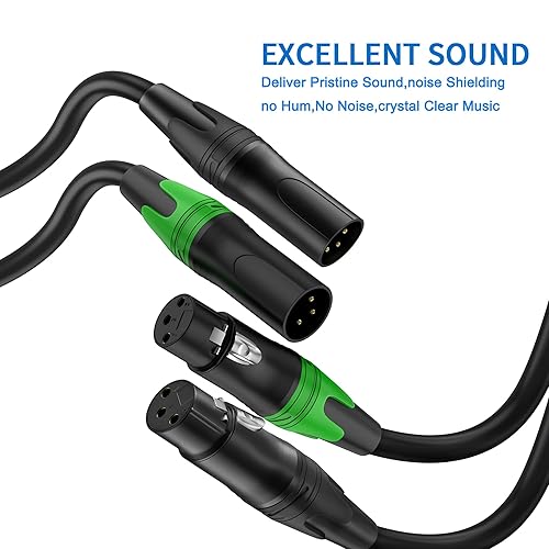 Miniatura 6 de LanSenSu Cables XLR, cable de micrófono XLR de 25 pies, paquete de 6 unidades, cable de altavoz XLR de 3 pines chapado en oro macho a hembra, cable