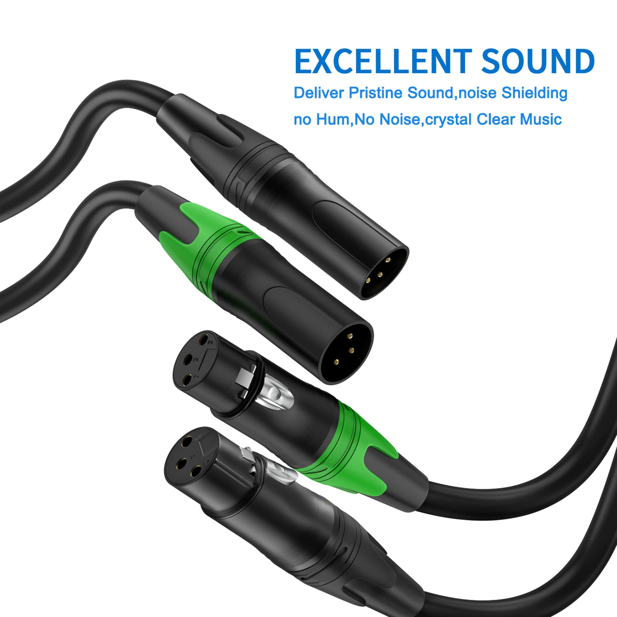 LanSenSu Lot de 6 câbles XLR de 25 m - Câble de haut-parleur XLR 3 broches plaqué or - Câble micro équilibré mâle vers femelle