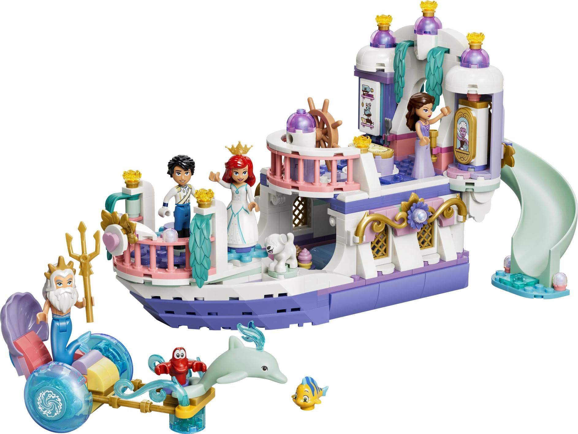 LEGO | Princesas Disney Barco de la Boda Real de Ariel – Juguete de La Sirenita con 7 Figuras Inc. Ariel y Sebastián – Decoración del Dormitorio – Regalo para Niñas de 6+ Años y Fans – 43299