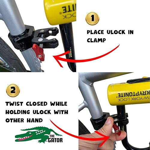 Miniatura 7 de Soporte de bloqueo en U para bicicleta. Este es el GATOR original! (Patente pendiente) Soporte para Ulock de metal para bicicletas eléctricas.