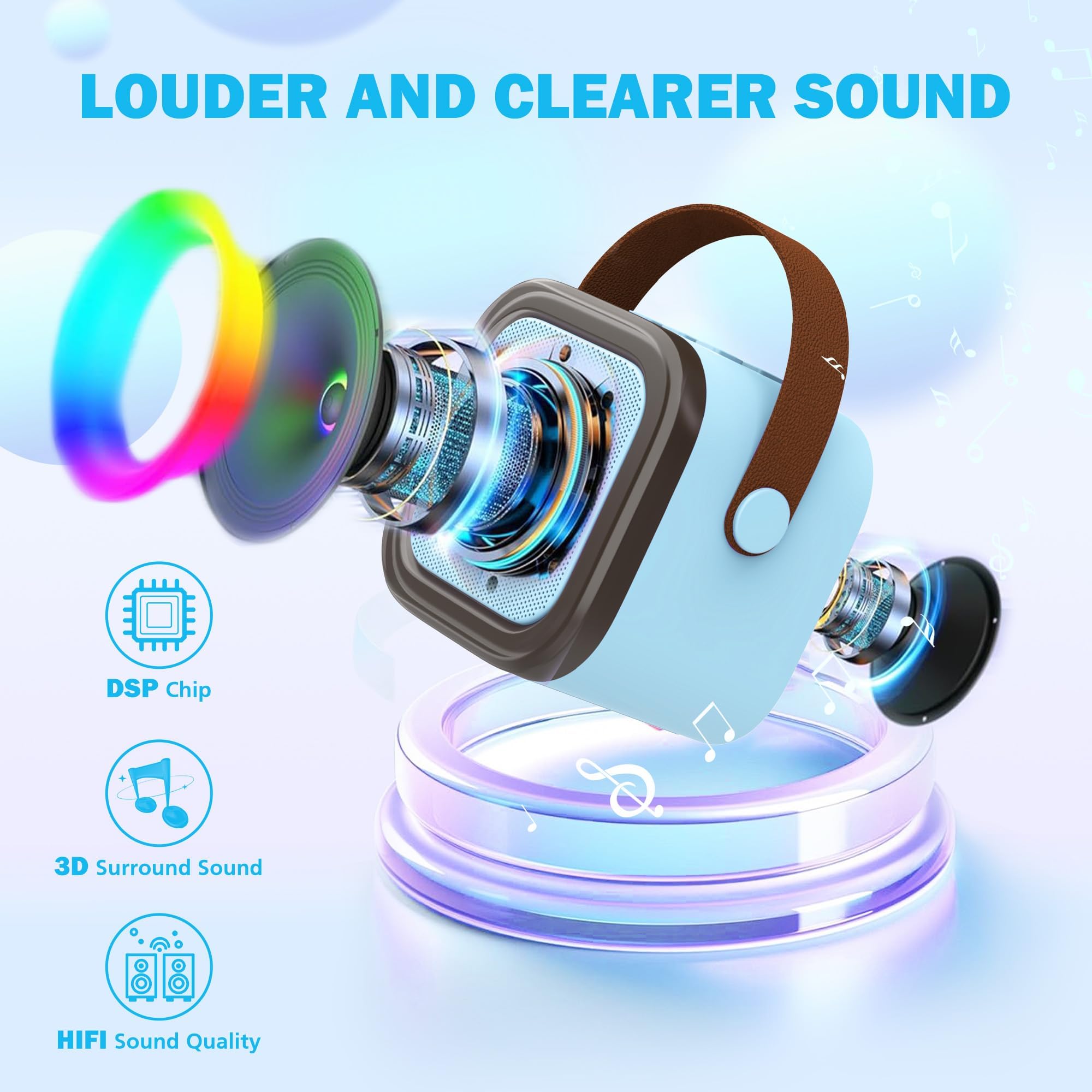 Koolcover Mini macchina per karaoke per bambini e adulti, altoparlante Bluetooth portatile con 2 microfoni wireless, giocattoli regalo di compleanno per ragazze dai 4, 5, 6, 7, 8, 9, 10 + feste in