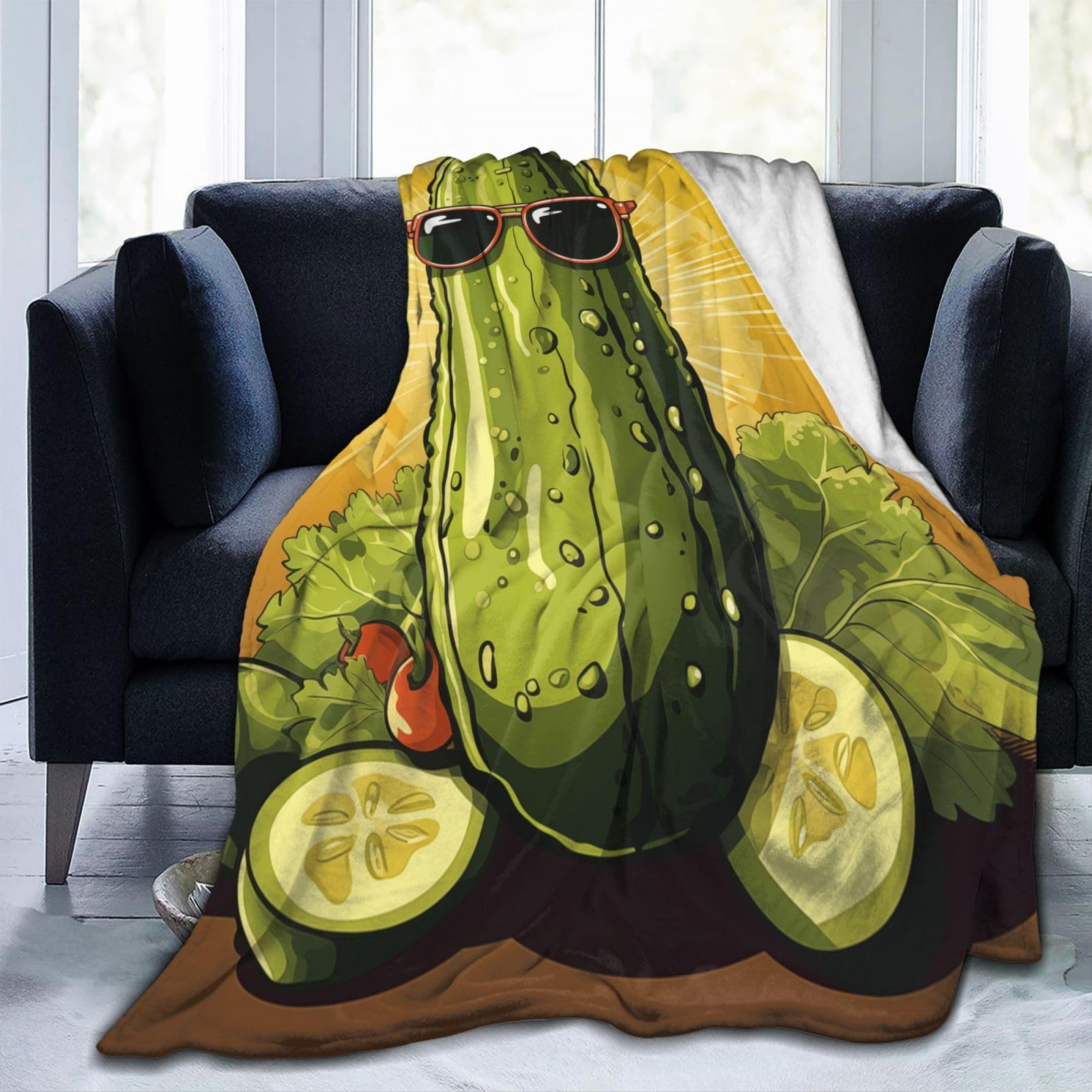 Dill Pickles Überwurfdecke - 152x203 Cm, Weiches Flanell, Warm & Leicht, Für Couch, Bett & Reisen