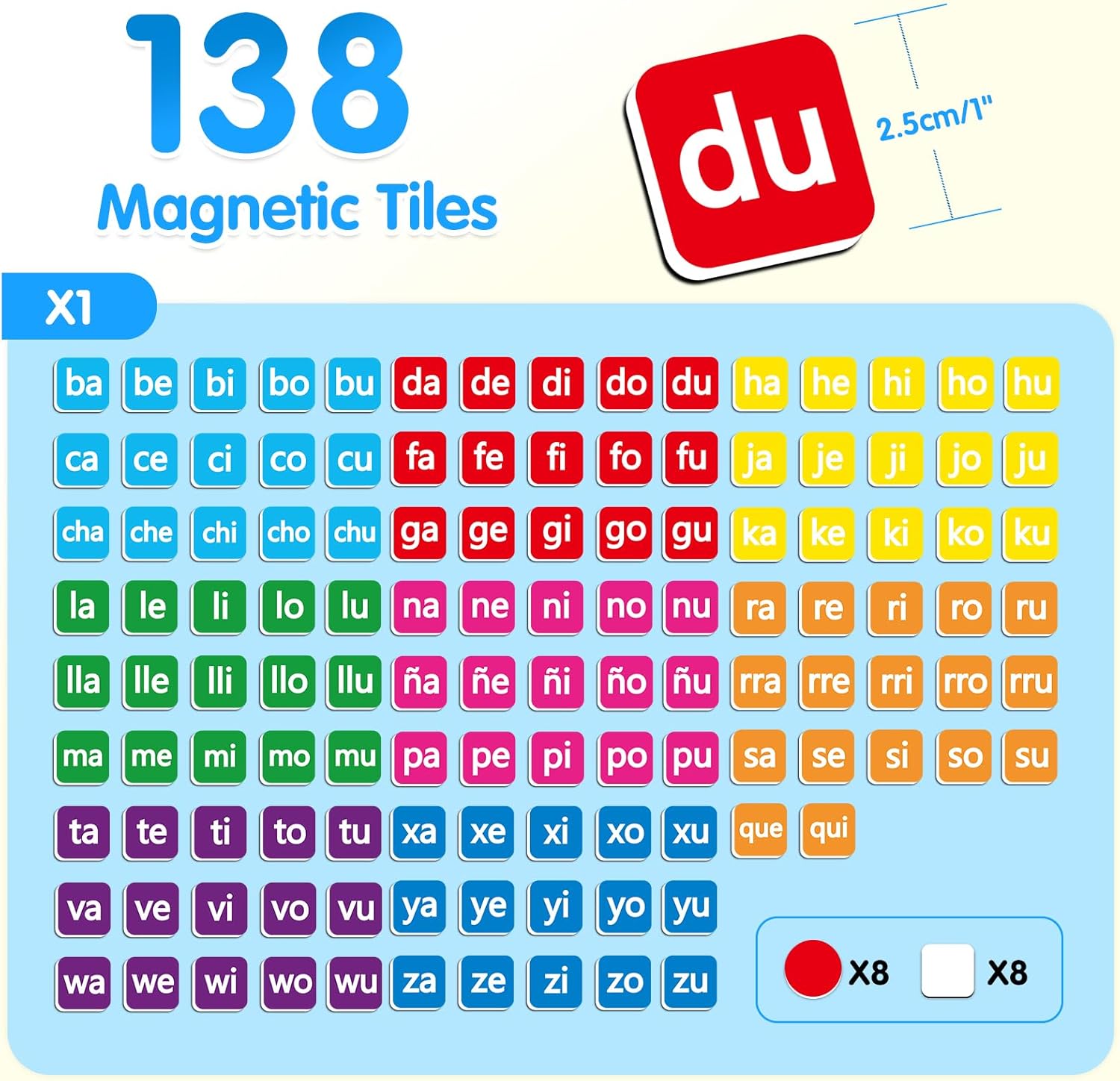 Spanish Learning Phonics Magnetic Letter Tiles, Learn Spanish Spelling Reading Games Phonics Manipulatives for Kids, Fridge Magnets Speech Therapy Homeschool Classroom Learning Activity