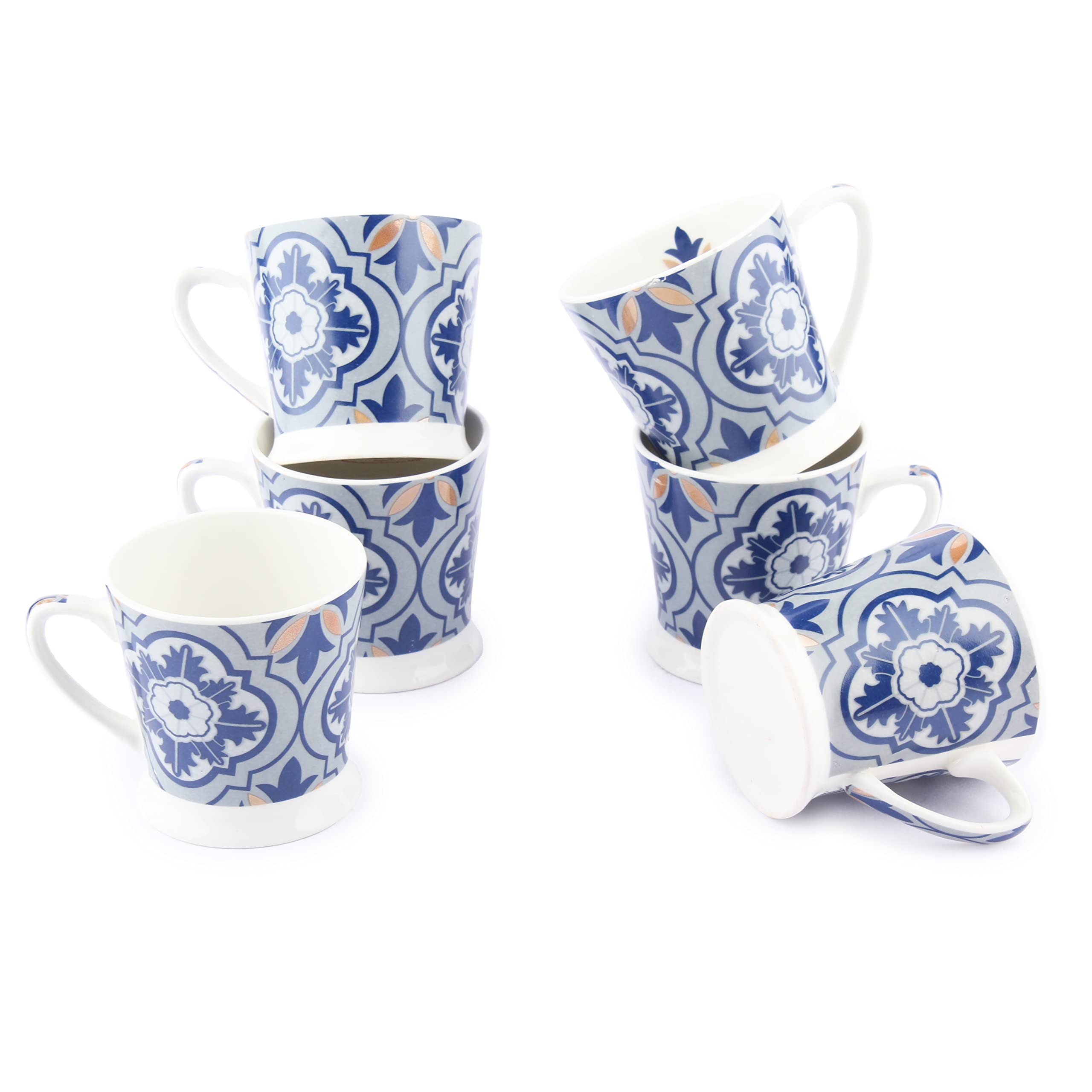 Saavre Aitne Series Bone China Tea Cups-150 ml Blue Flower Tea Cups Set of 6, Durable and Lead Free for Home and Office, Cute Cups for Tea, Coffee & Green Tea 4