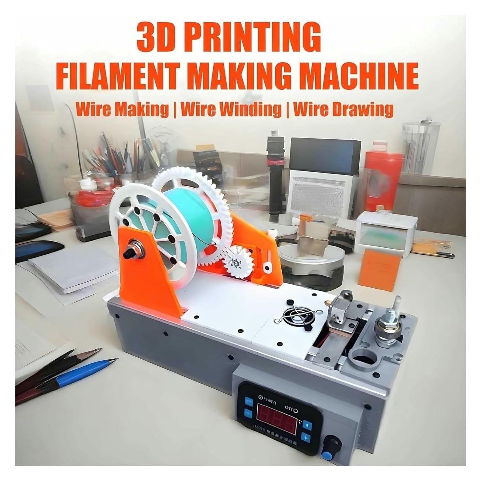 Macchina for la creazione di filamenti da tavolo 3D for creatori di fai da te - Filamenti for stampante 3D da bottiglie di plastica riciclate con controllo digitale della temperatura(B)