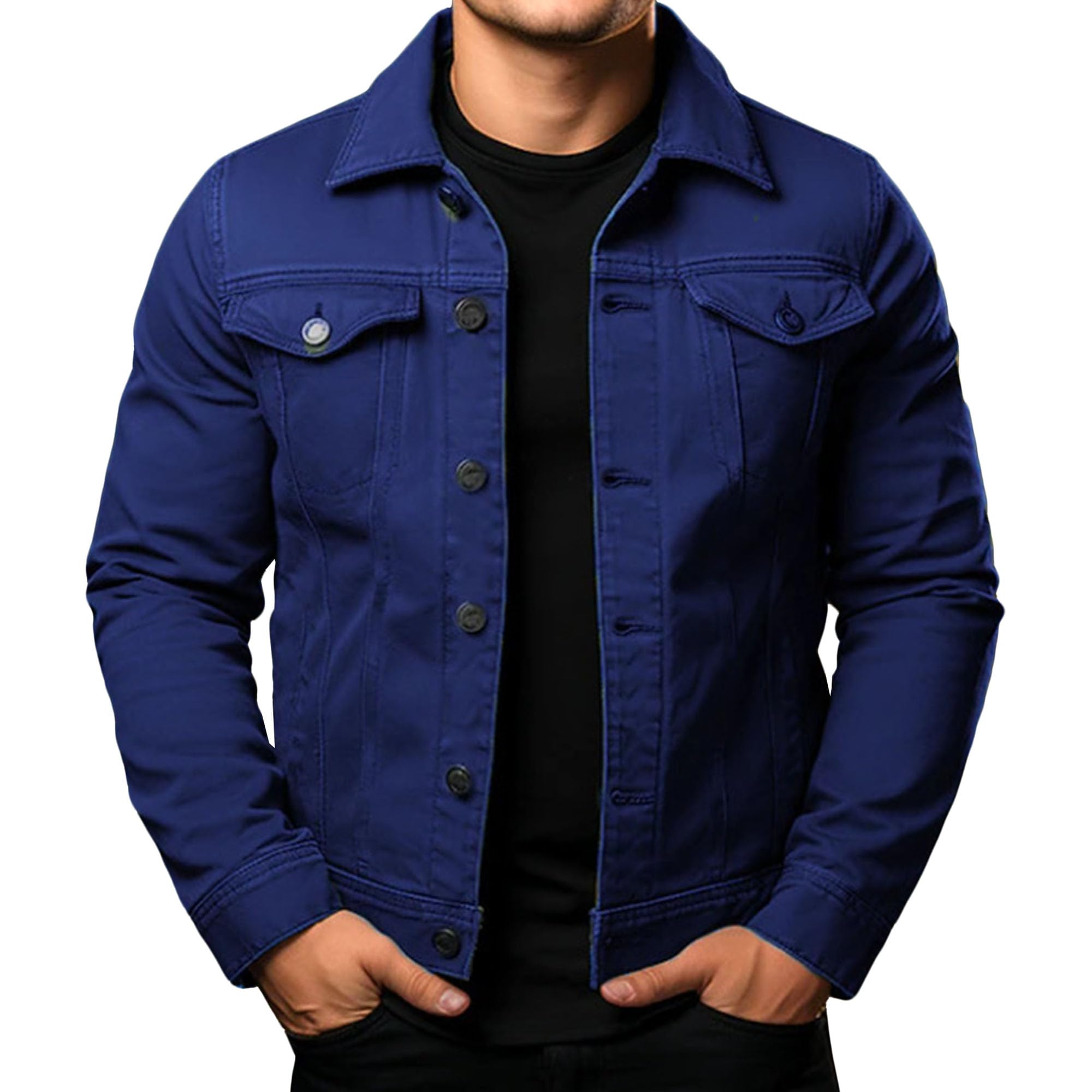 Herren Jeansjacke – Lässig, Normal Passend, Mit Knopfleiste