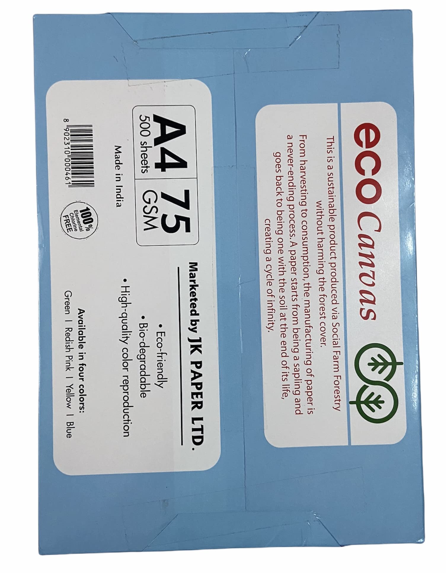 gumaページ JK Eco Canvas Green Paper A4 75 Gsm, 500 Sheets Ream | Colour