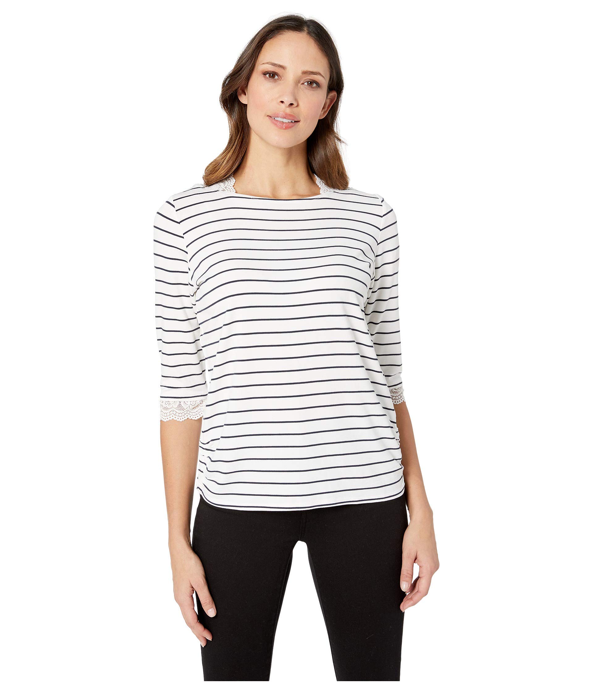 FDJ French Dressing Jeans Yarn-Dye Stripe Nautical Top with Lace