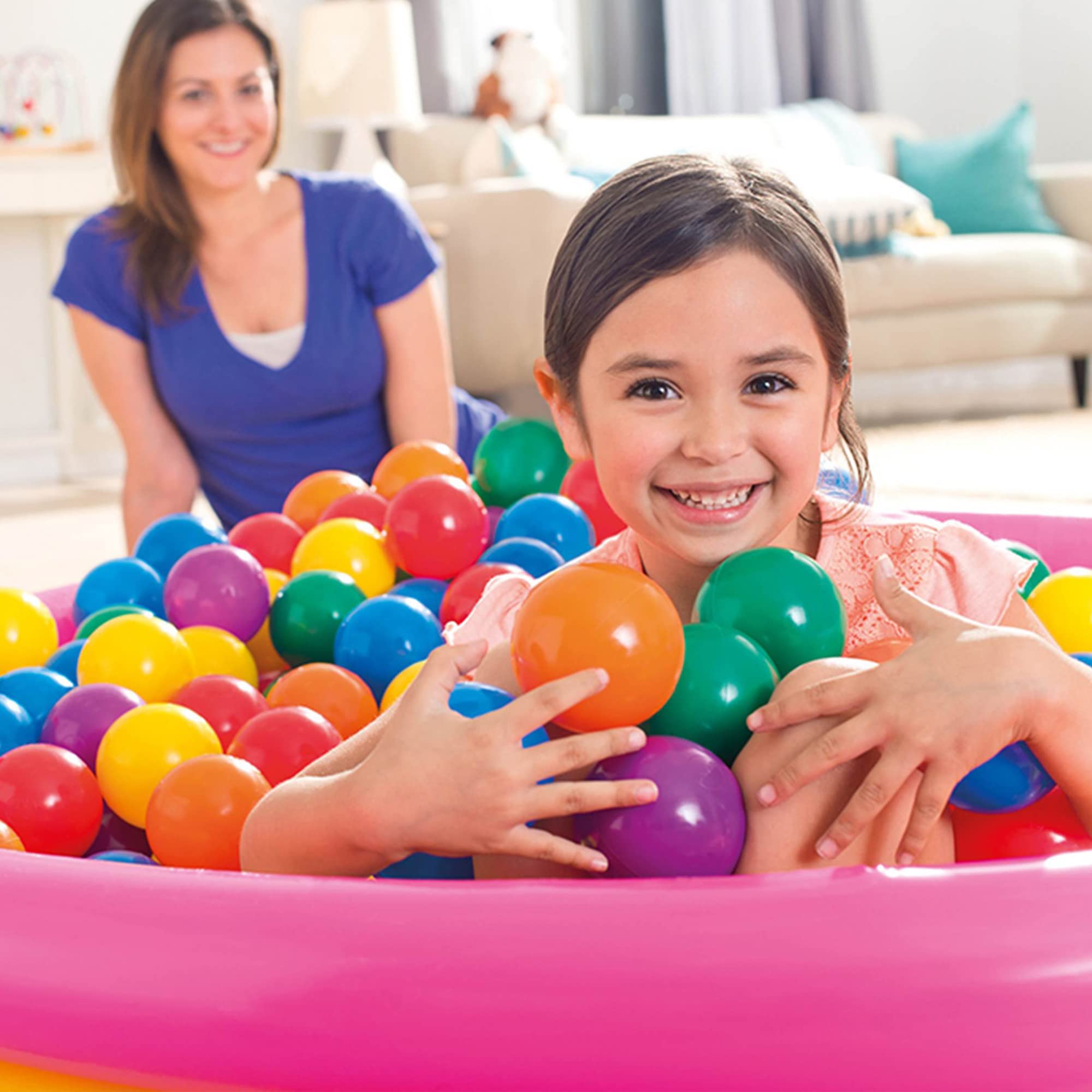 Intex Paquete de 100 bolas grandes de plástico multicolor para pozos de bolas (paquete de 2)