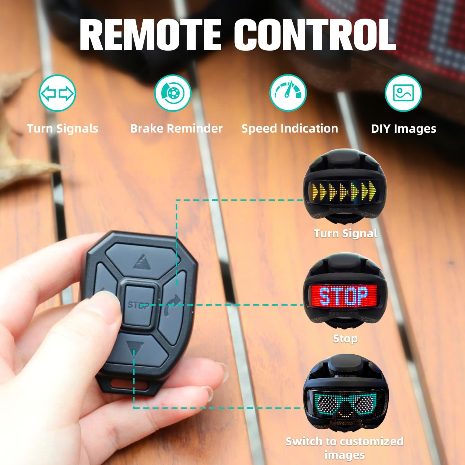 Adult Bike Helmet with LED Display, Smart LED Bicycle Helmet with Remote/APP Control, Waterproof Road Cycling Helmet with Turn Signals, with DIY Image Function, Speedometer, for Men/Women - Image 2