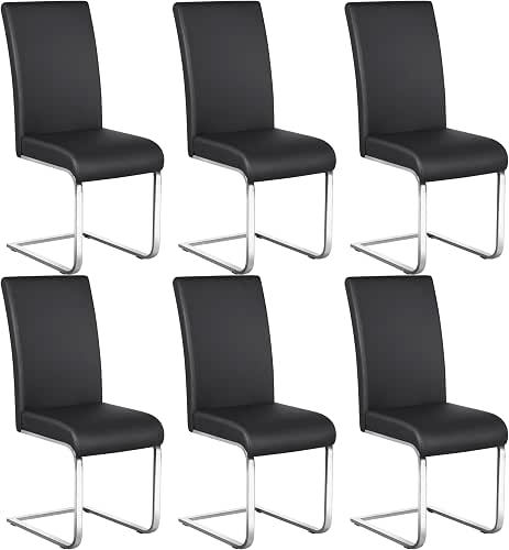 Yaheetech Dining Chairs Set of 6 Modern Faux Leather Upholstered