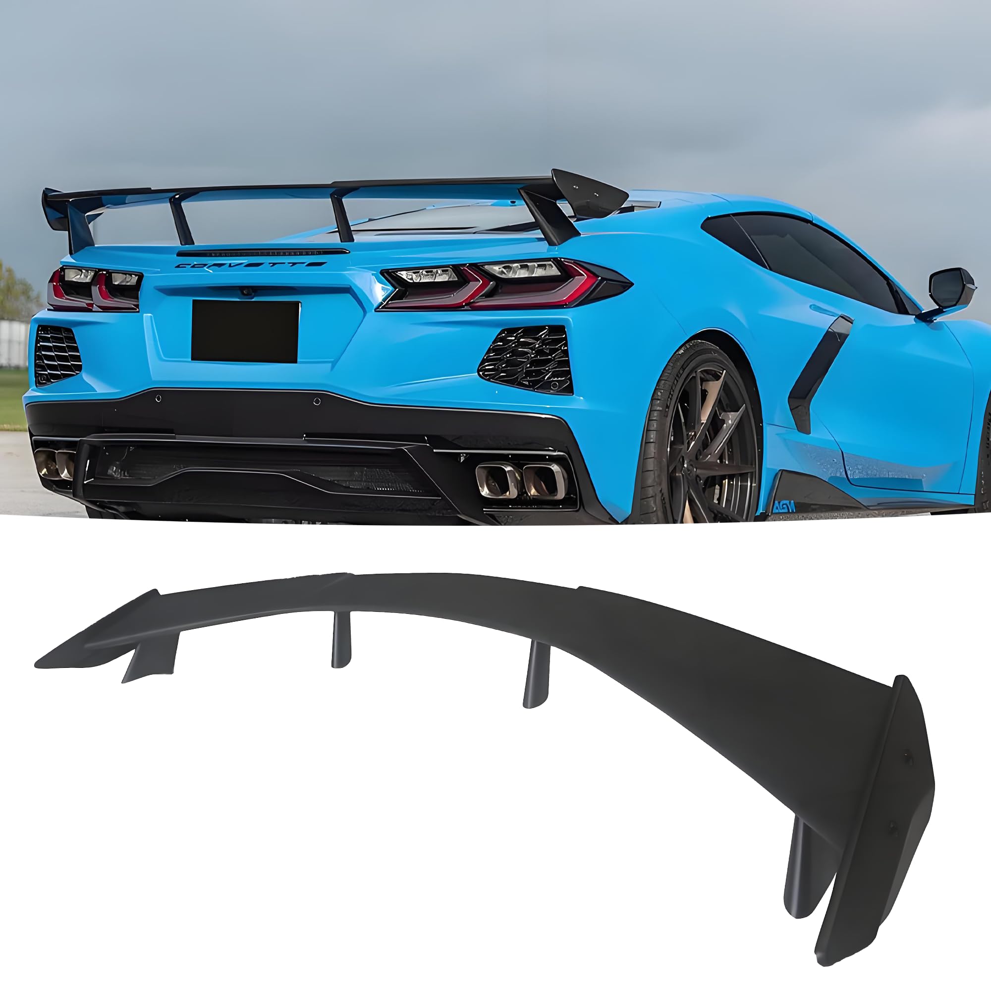 Rear Trunk Spoiler Wing Fit for Chevrolet Corvette C8 2020-2024 1LT/ 1LZ/ 2LT/ 2LZ/ 3LT/ 3LZ Matte Black Exterior Accessories