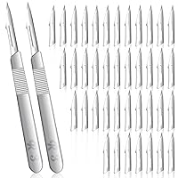 Vista 7 de 20 cuchillas de bisturí #10, cuchillas quirúrgicas estériles con asas #3 y caja de almacenamiento, cuchillas de acero de alto carbono envueltas