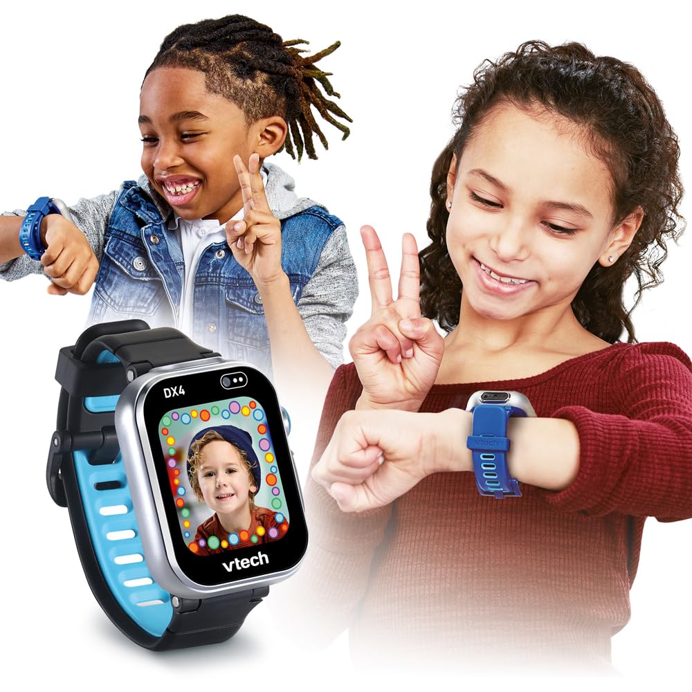 VTech KidiZoom SmartWatch DX4 Noire Montre Digitale Enfant Dès 5 Ans | Montre VTech pour Enfant avec Écran Tactile Couleur, Appareil Photo et Vidéo, Contrôle Parental, Jeux et Applis en Français