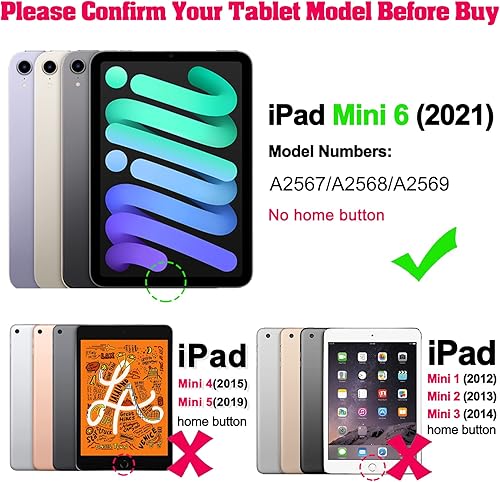 Miniatura 2 de BATYUE Funda protectora para iPad Mini 6 de Apple 2021 (6 generación) de 8.3 pulgadas con soporte giratorio (soporte para lápices), correa de