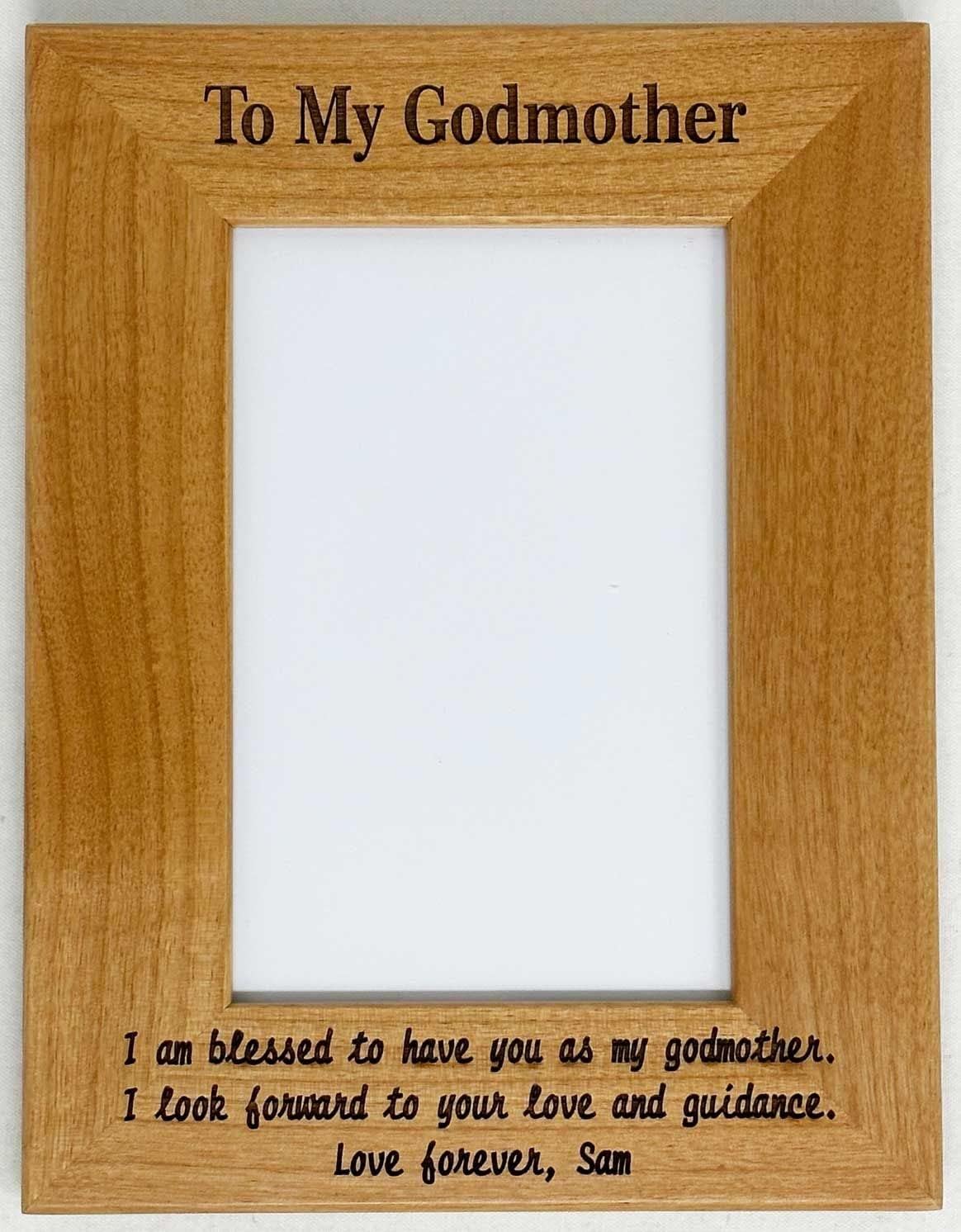 Comfort House Personalized Godmother Godfather Godparents Picture Frame for Christening, Baptism, New Baby - Engraved Wood Photo Frame Gift # J0447