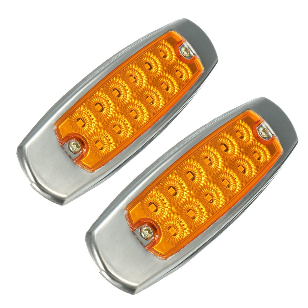 HEHEMM12 LED Side Marker Indicator Light Lamp Universal Truck Trailers Lorry Bus Turn Signal Light Lamp (Pack of 2) (Yellow)