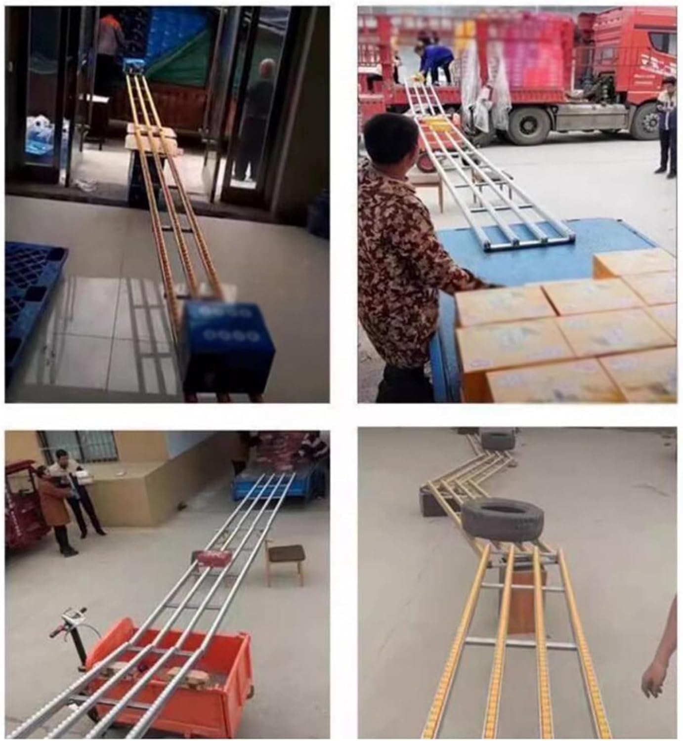 Cinta transportadora de rodillos de acero inoxidable, mesa transportadora de gravedad ligera, marco de acero inoxidable de plástico ABS (4 deslizamientos, 200 cm de largo)