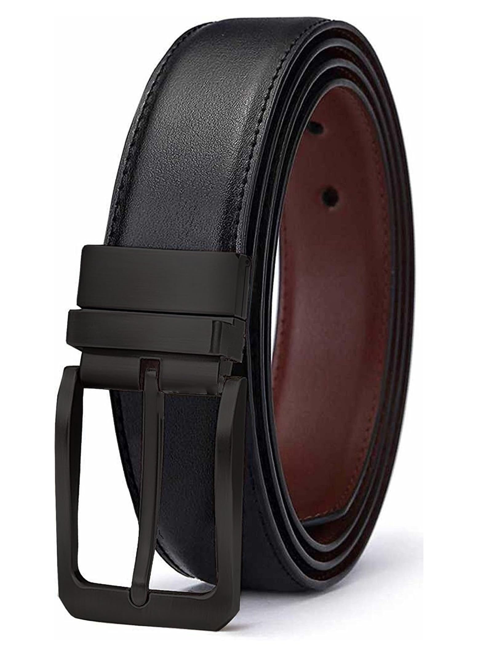ZORO Men's Vegan Leather Reversible Black and Brown Belt | Formal/Casual | Rotating Buckle | RSTX-04 |