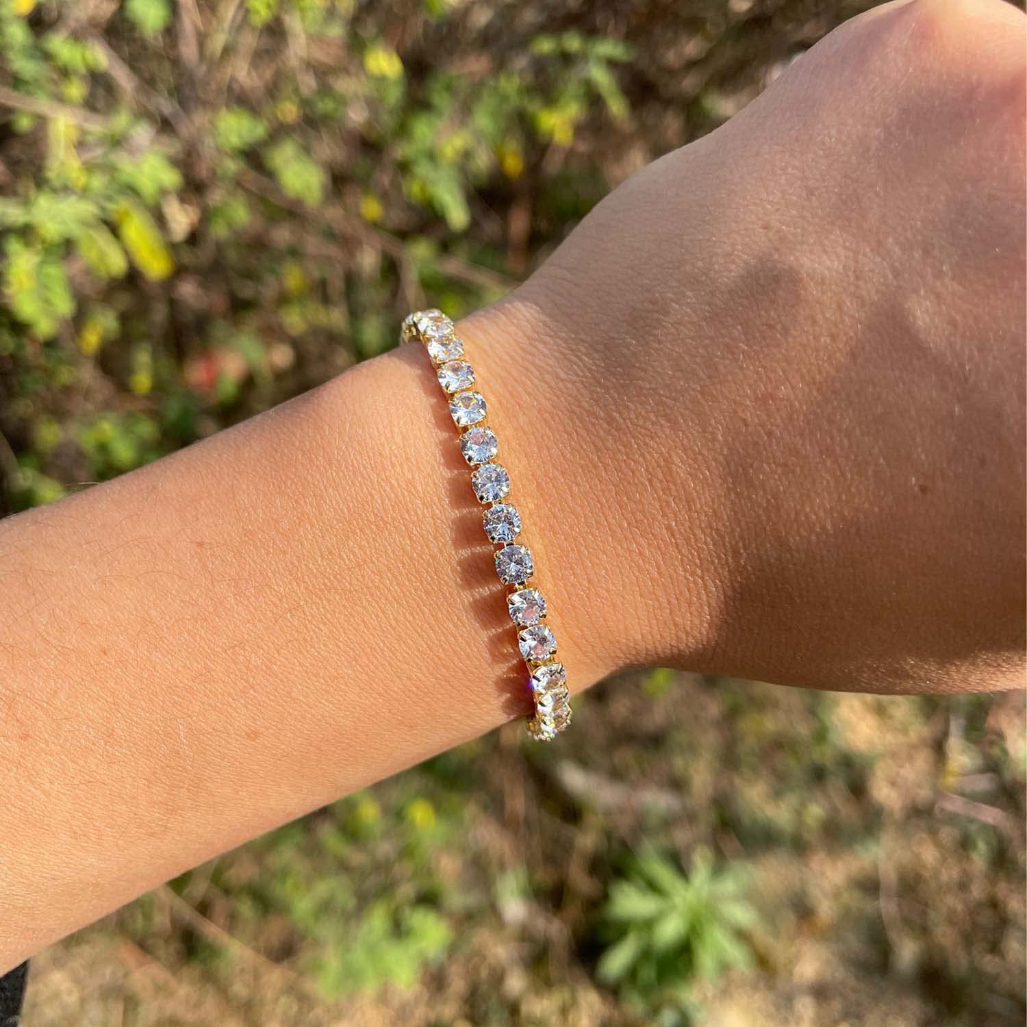 Wedity Classic Sparkling Tennis Bracciale Catena da polso in cristallo Accessori per mani regolabili Gioielli per donne Ragazze