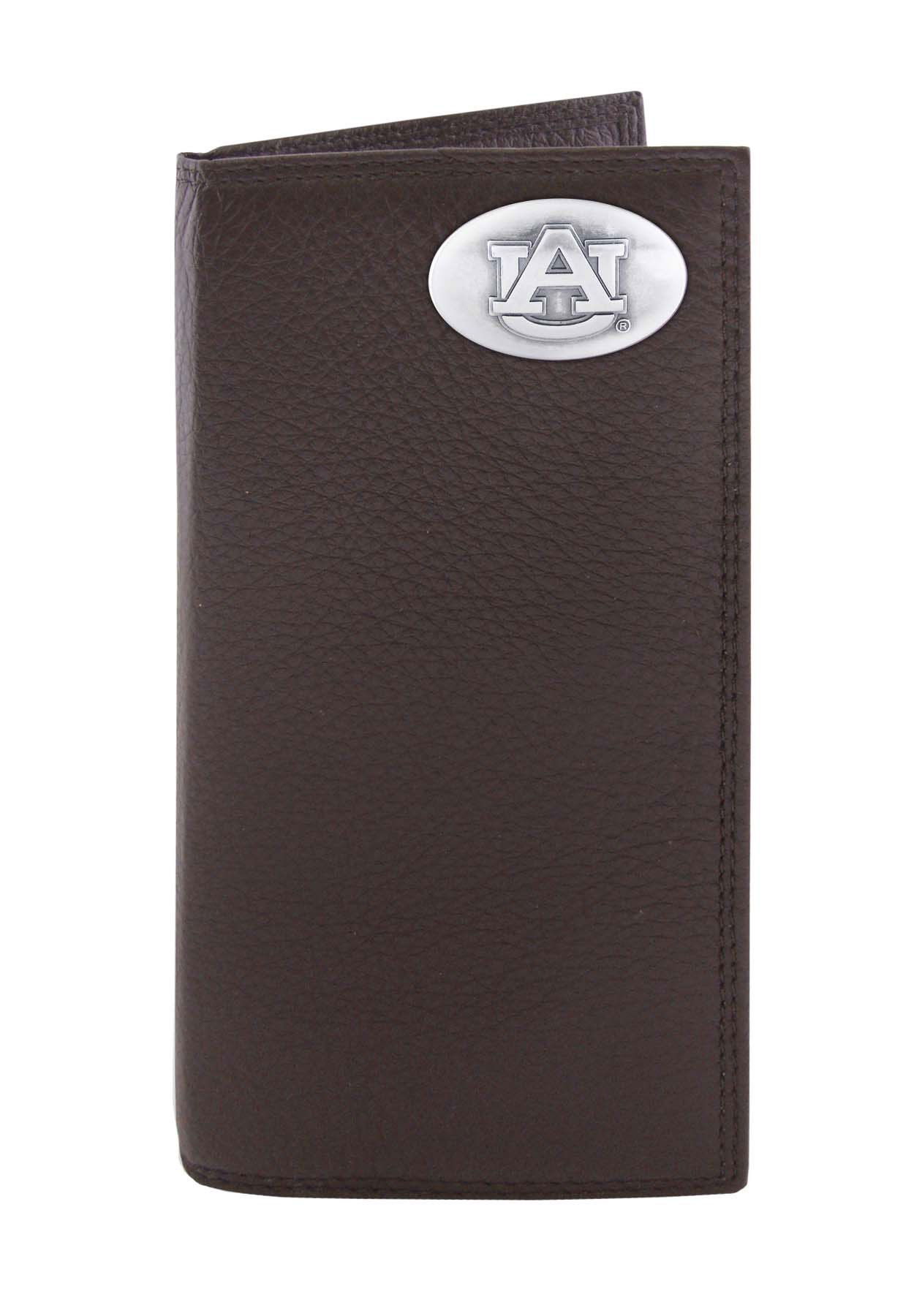 NCAA Auburn Tigers Brown Pebble Grain Leather Roper Concho Wallet, One Size