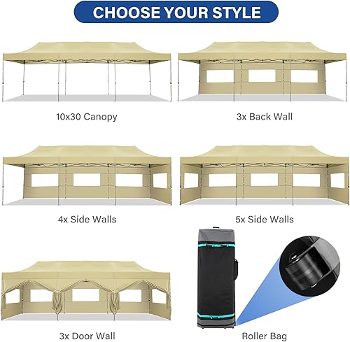 Miniatura 5 de Tooluck Tienda de campaña desplegable de 10 x 30 pulgadas con 8 paredes laterales, tienda de campaña resistente al agua, para bodas, fiestas,